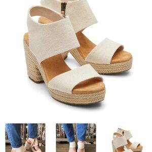 Toms Cream Espadrille Platform Sandals